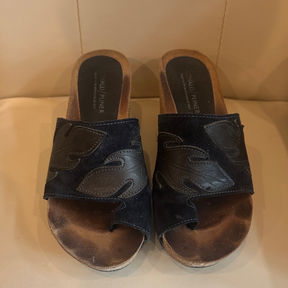 Donald J. Pliner Black and Brown Mules